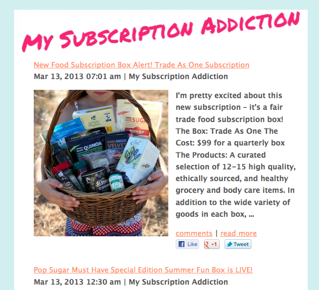 My Subscription Addiction Newsletter - Sign up!