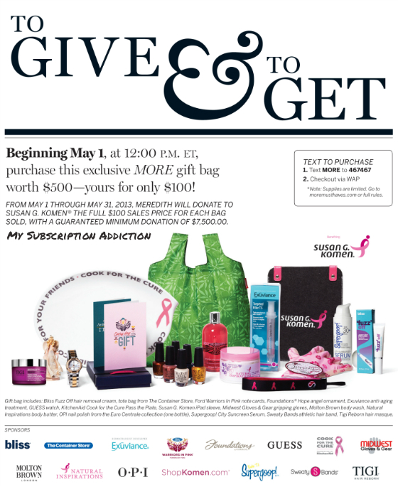 MORE Magazine To Give & To Get Beauty Gift Bag - Product List!