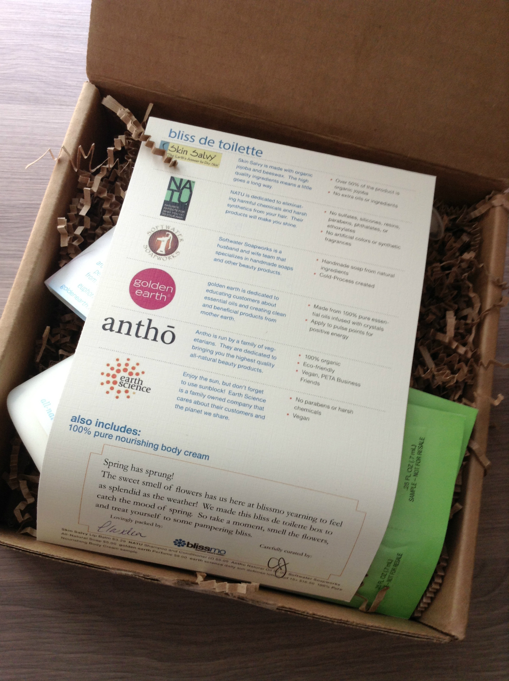 Blissmo Box Subscription Review – April 2013 – Bliss De Toilette