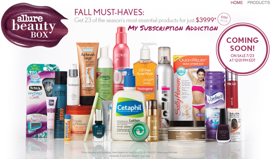 Allure Beauty Box: Fall Must Haves - July 2013 Product List