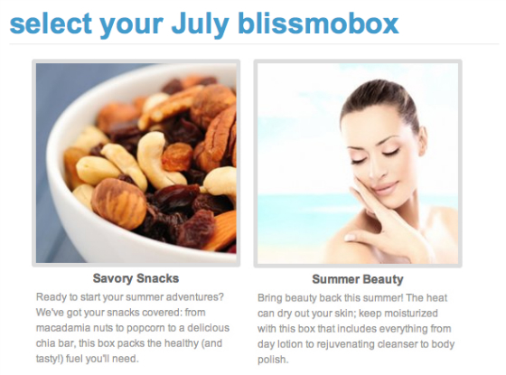 Blissmo Box Selection Time – July 2013