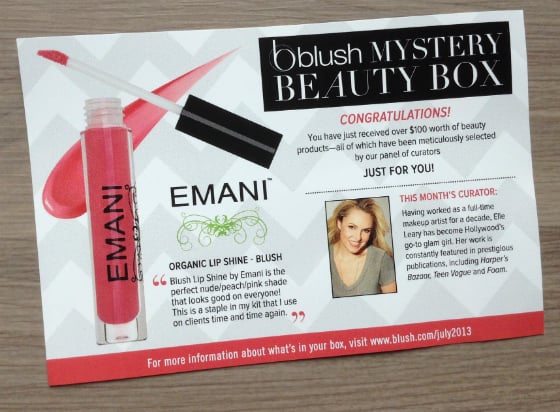 Blush Mystery Beauty Box Subscription Review - July 2013