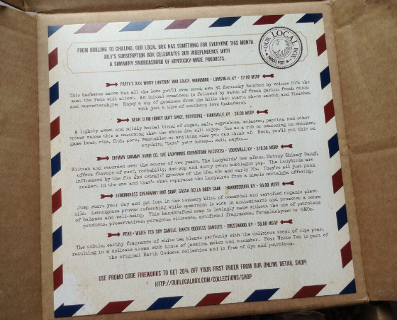 Our Local Box Review - Monthly Subscription Boxes - July 2013