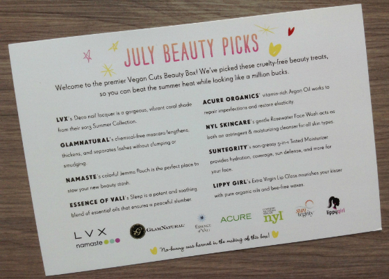 Vegan Cuts Beauty Box Review - July 2013