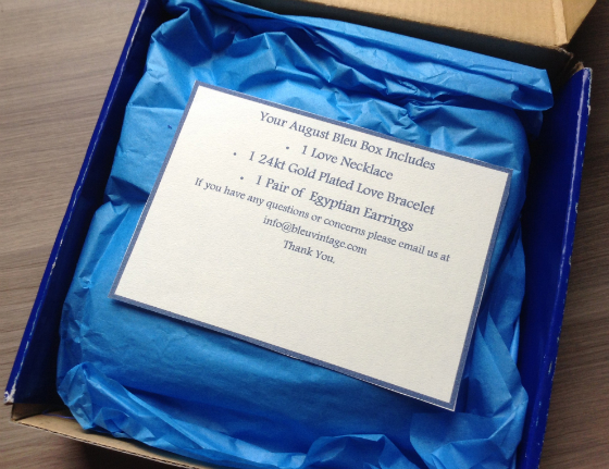 Jewelry Subscription Services – Bleu Box Review – August 2013