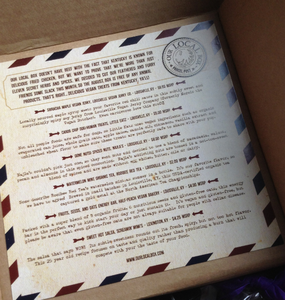 Our Local Box - Subscription Box Review - August 2013