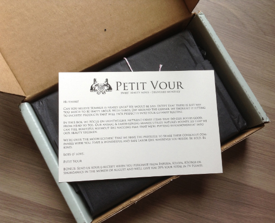 Petit Vour Beauty Subscription Review - August 2013