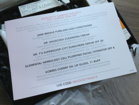 Sample Society August 2013 Review