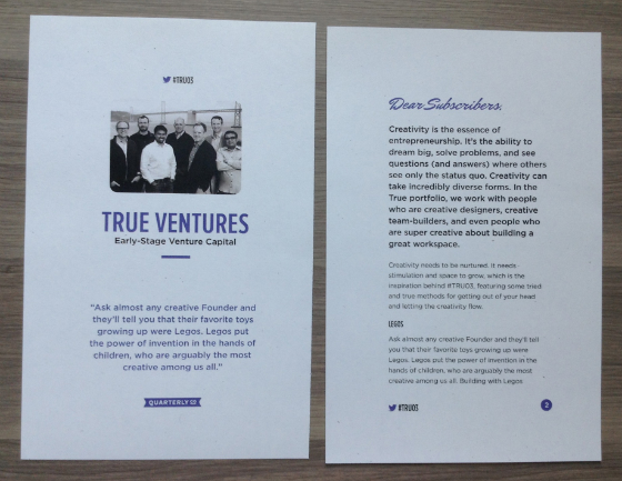 Quarterly Co. Review - True Ventures #TRU03