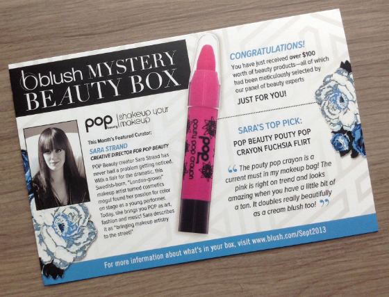 Blush Mystery Beauty Box Review - September 2013