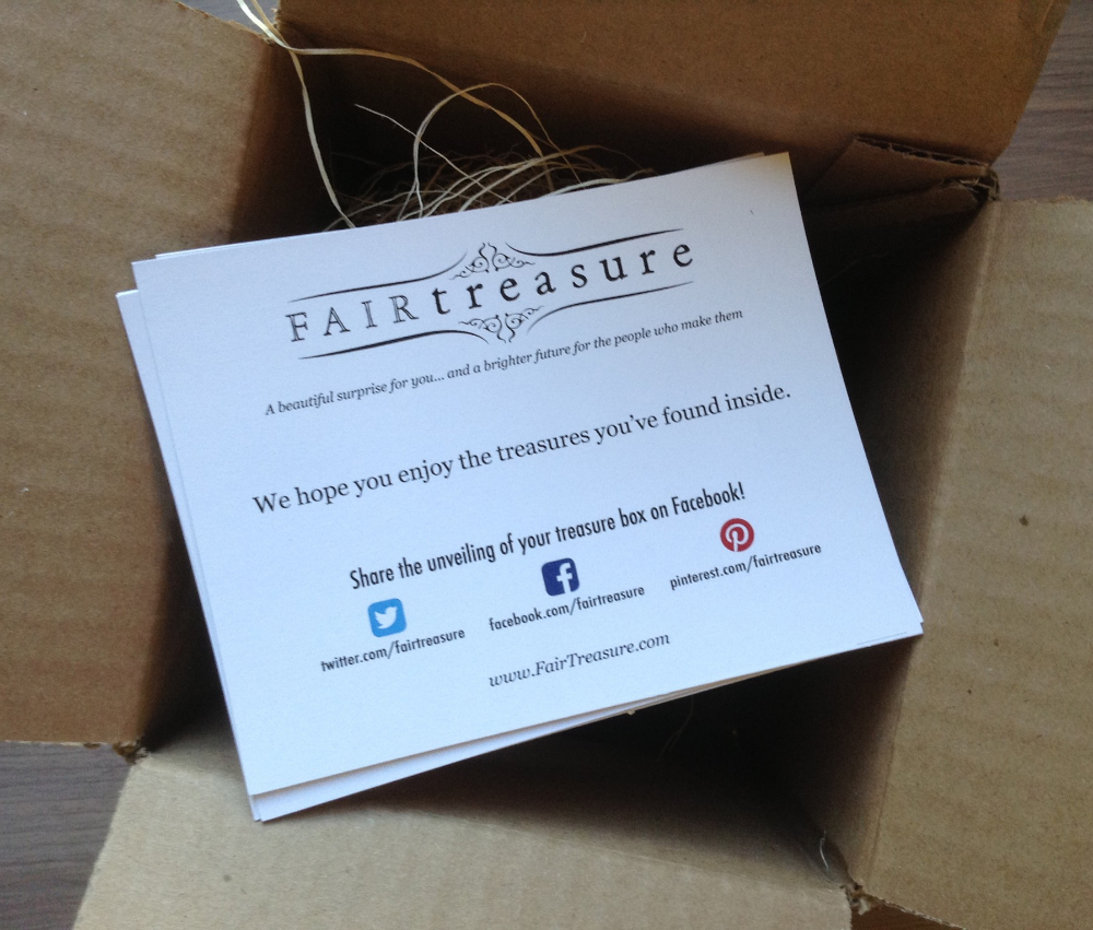 Fair Treasure Subscription Box Review – September 2013