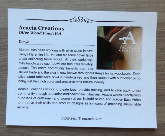 Fair Treasure Subscription Box Review - September 2013