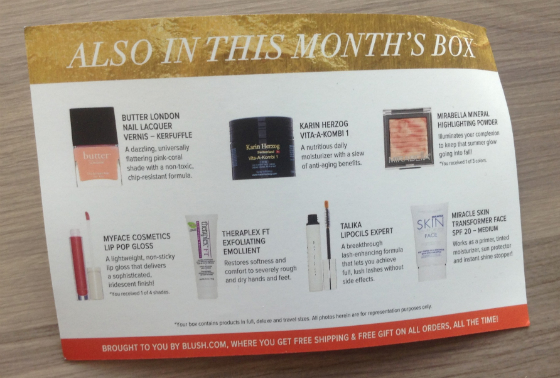 Blush Mystery Beauty Box October 2013 Review