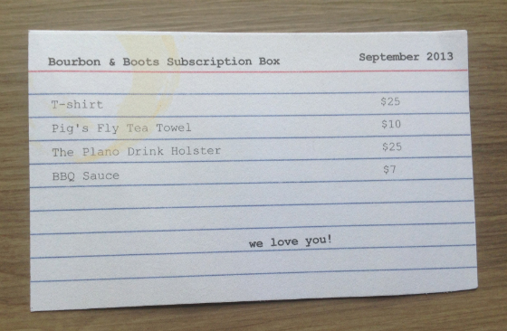 Bourbon and Boots Subscription Box Review - September 2013