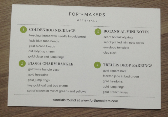 For The Makers Subscription Box Review - October 2013