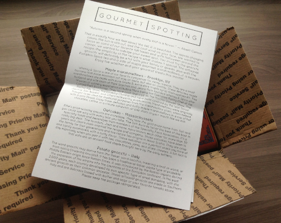Gourmet Subscription Boxes - Gourmet Spotting Review - Oct 2013