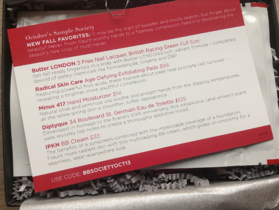 Sample Society Review - October 2013