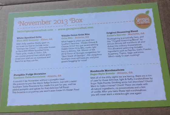 Georgia Crafted Subscription Box Review - November 2013