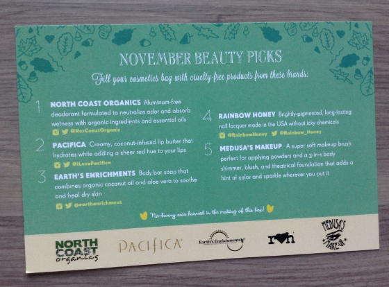 Vegan Cuts Beauty Box Review - November 2013