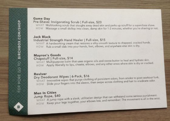 Birchbox Man Review - January 2014 Info