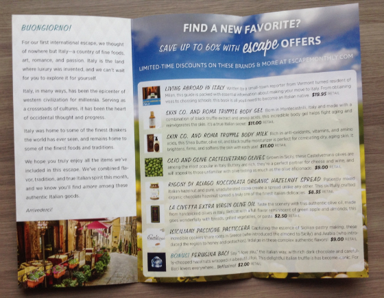 Escape Monthly Subscription Box Review - Dec 2013 Card