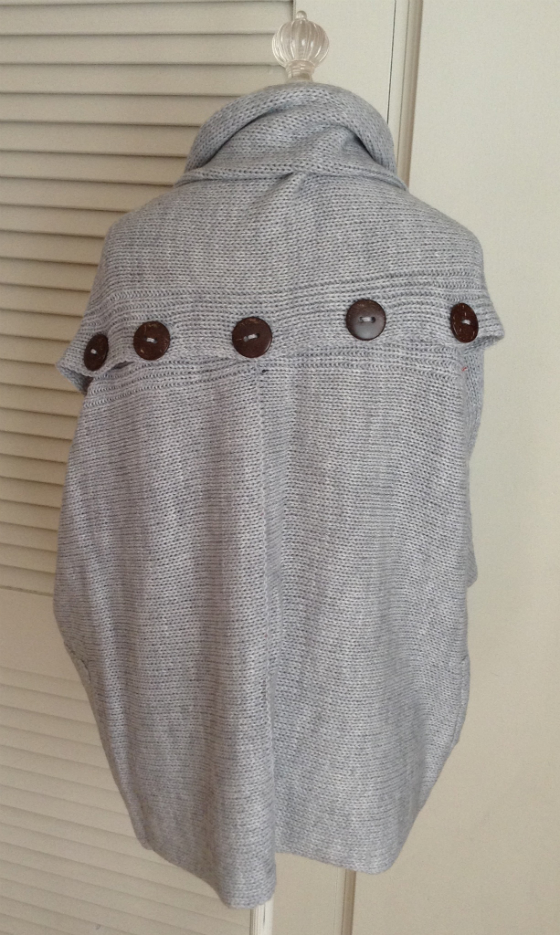 grey cardigan - back view