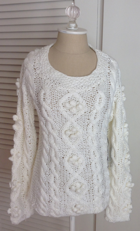 white loose knit sweater