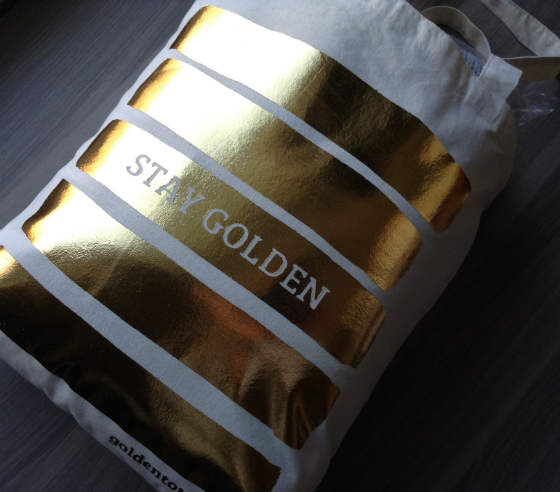 golden tote bag