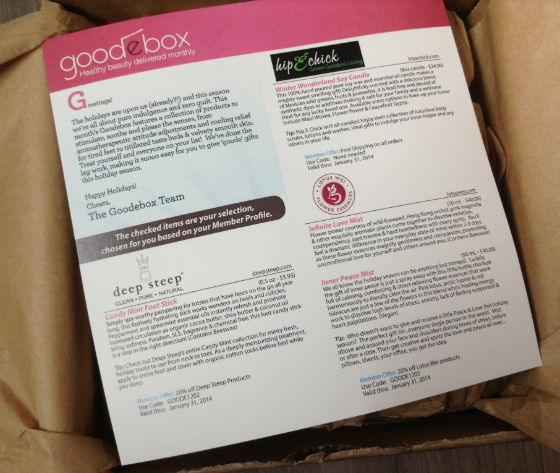 GoodeBox Beauty Subscription Box Review - December 2013