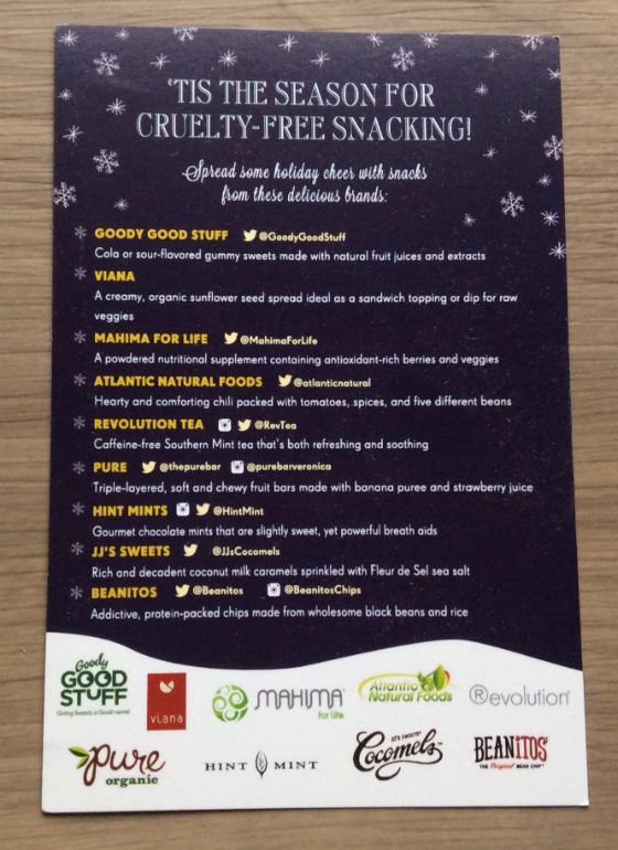 Vegan Cuts Snack Box Review - Dec 2013 Info