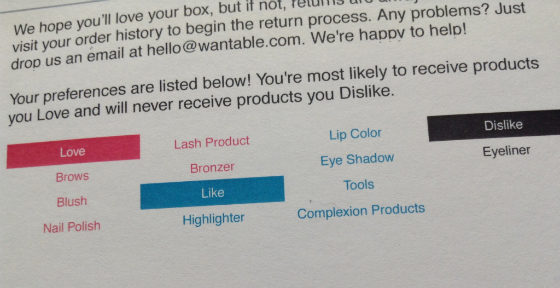 Wantable Makeup Box Review - December 2013 Preferences