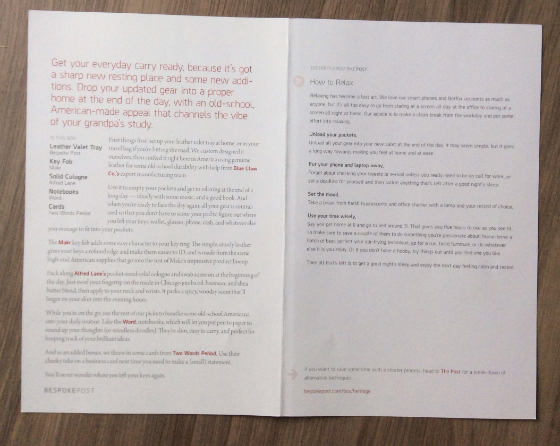 Bespoke Post Review - Hertiage Box - January 2014 Info