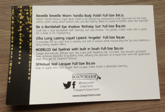BoxyCharm Beauty Subscription Box Review - Jan 2014 Card
