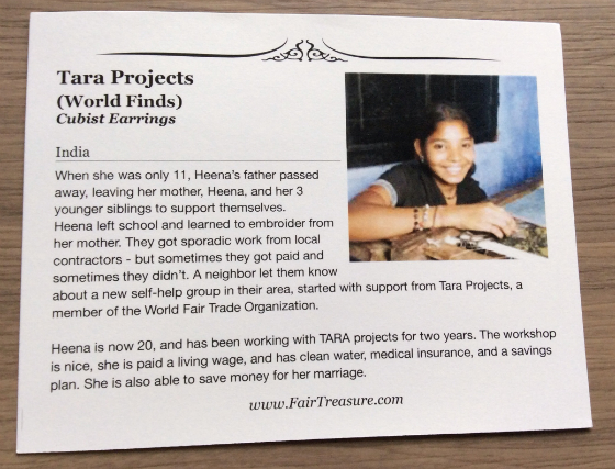 Fair Treasure Subscription Box Review - January 2014 Card 2