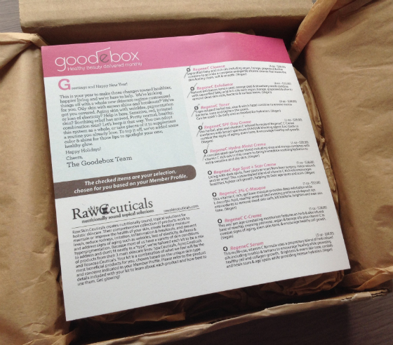 GoodeBox Eco Beauty Subscription Box Review - Jan 2014 Card