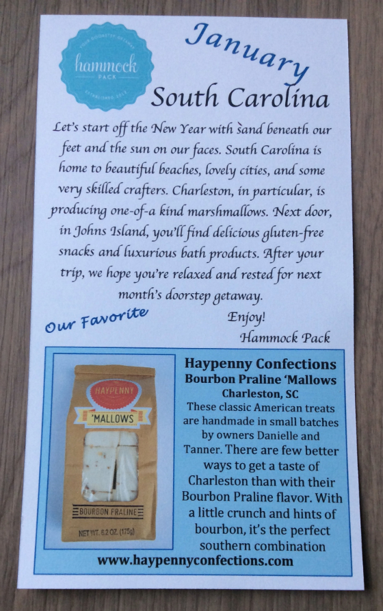 Hammock Pack Subscription Box Review - Jan 2014 Card