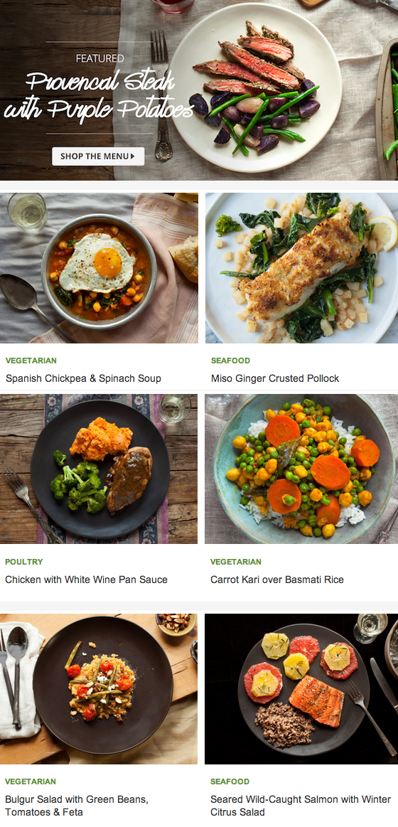 Plated Menu for 1/6 & 50% Off Coupon Code Meals