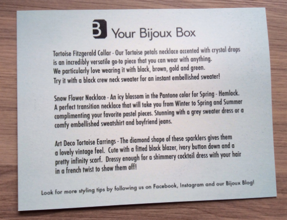 Your Bijoux Box Review & Coupon - January 2014 Card