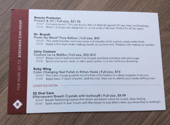 Birchbox Review - February 2014 Card