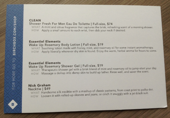 Birchbox Man March 2014 Review Card