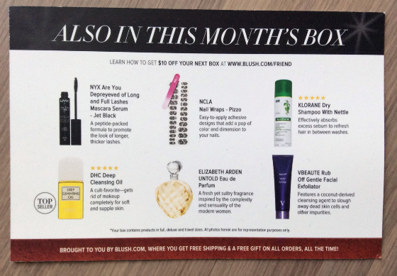 Blush Mystery Beauty Box Review - February 2014 Card
