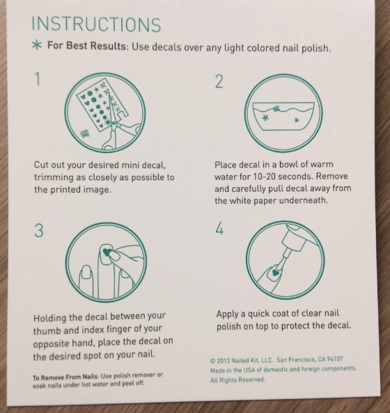 Nailed Kit Subscription Box Review - Feb 2014 Instructions
