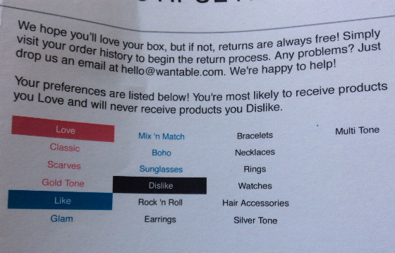 Wantable Accessories Subscription Box Review – Feb 2014 Info