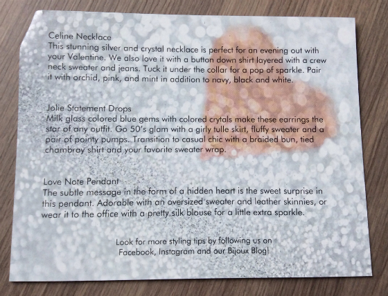 Your Bijoux Box Subscription Review & Coupon – Feb 2014 Card