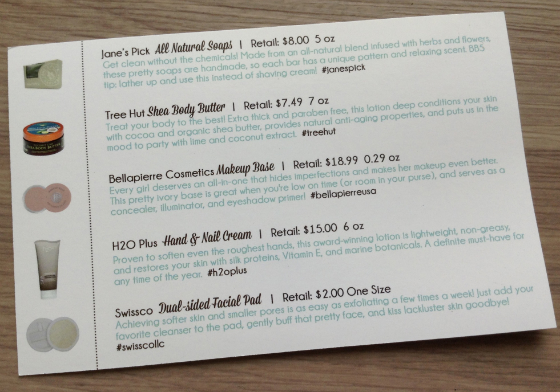 Beauty Box 5 Subscription Box Review - March 2014 Card