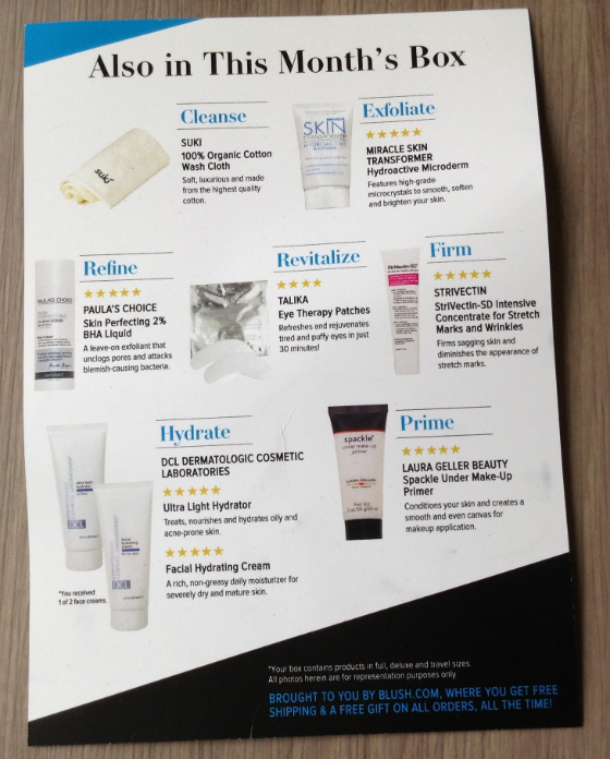 Blush Mystery Beauty Box Subscription Review - March 2014 Card