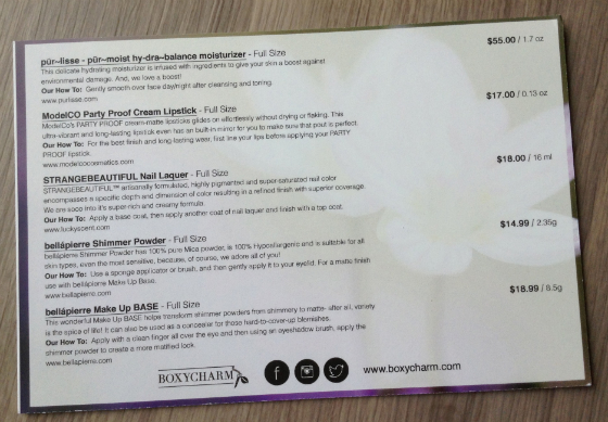 BoxyCharm Beauty Subscription Box Review - March 2014 Card