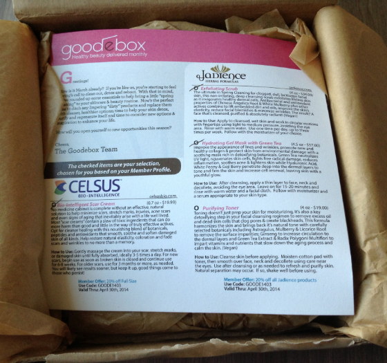 GoodeBox Eco Beauty Subscription Box Review – March 2014 Info