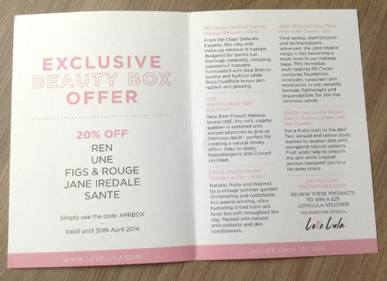 Love Lula Beauty Box Review - April 2014 Info