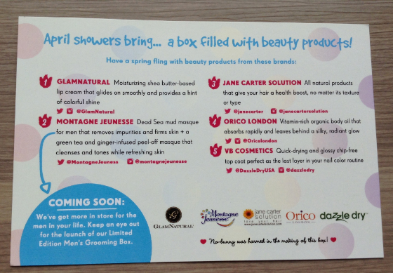Vegan Cuts Beauty Box Review - April 2014 Card